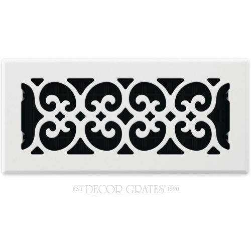 Decor Grates FS410-WH Scroll Design Floor Register,4x10, White