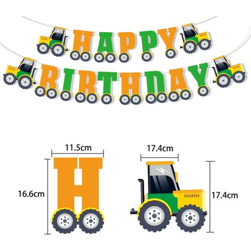 Tractor Birthday Decorations, Cute Farm Themed Happy Birthday Banner, Boy Girl Funny Party Supplies with Banner and Hanging Swirl
