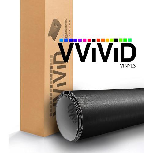 VVIVID Black Brushed Steel Vinyl Wrap Roll with Air Release Technology (3ft x 5ft)