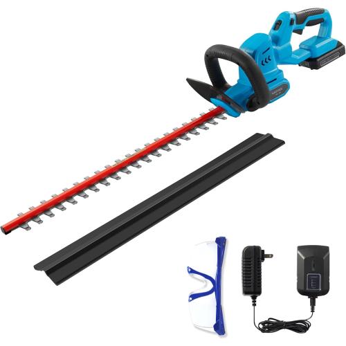 Cordless Hedge Trimmer, 20V / 2.0Ah Electric Bush Trimmer with 22 Dual-Action Blades, 3/4 Cutting Capacity, Shrub Trimmer Include Battery, Fast Charger and Safety Goggles
