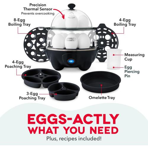 Dash Deluxe Egg Cooker - Boiler, Poacher & Steamer - Includes Measuring & Recipe Guide - Dishwasher Safe - Holds 12 Eggs, Black‼️light dirt and incomplete‼️