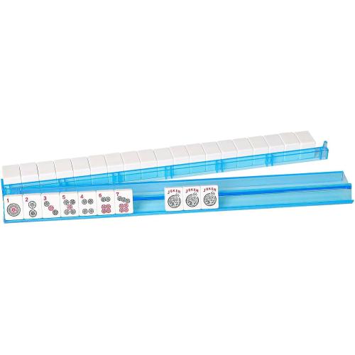 Mahjong All-in-One Tile Rack & Pusher, Clear Acrylic Mahjong Rack and Pusher Combo, Modern American Mahjong Tile Racks, Set of 4, Multi Color