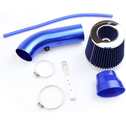 Cold Air Intake Pipe, 76mm 3 Inch Universal Performance Car Cold Air Intake Turbo Filter Aluminum Automotive Air Filter Induction Flow Hose Pipe Kit (BLUE)