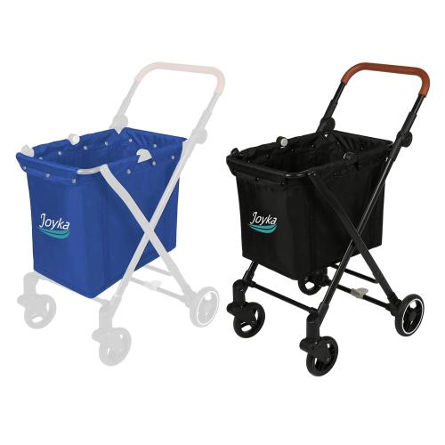 Size Large Color Black and Blue  Folding Shopping Cart 55L Retail Shopping Carts with 55L Replacement Bag Larger Capacity