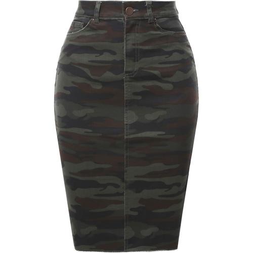 Soze L A2Y Women's Slim Fit Rayon Knee Length Unhem Back Slit Denim Jean Pencil Skirt