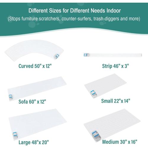 Clear SEERWAY Scat Pet Shock Mat Indoor, Shock Training Pads for Dogs and Cats, Electric Repellent Mat Keeps Pets Off Plant, Trash Can and Christmas Tree, 3 Training Modes, 50x12 Curved, Battery Operated
