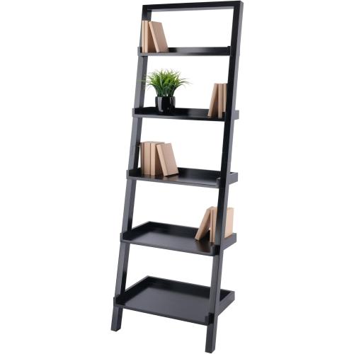 Size 25.75W x 14.4D x 74.6H. Color Black Winsome Wood Bailey Shelving, Black