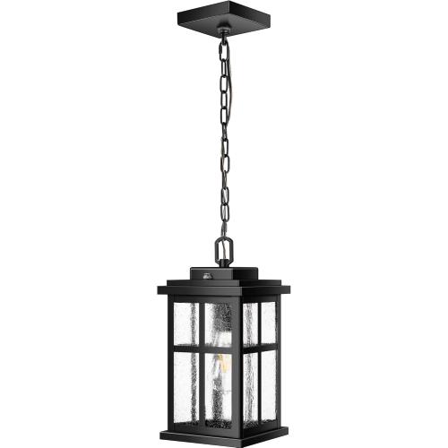 VIANIS Dusk to Dawn Large Outdoor Pendant Light Fixture, Black Modern Outdoor Hanging Porch Light, Anti-Rust Waterproof Exterior Chandelier for Porch with Adjustable Chains, Exterior Pendant Light