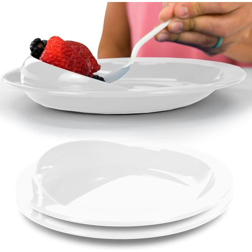 Vive Spill-Proof Scoop Plate, 9 (2 Pack) - Dish with Wall for Disabled | Handicapped, Elderly Adults with Special Needs from Parkinsons, Dementia, Stroke, Tremors with - Non Skid Padded Bottom