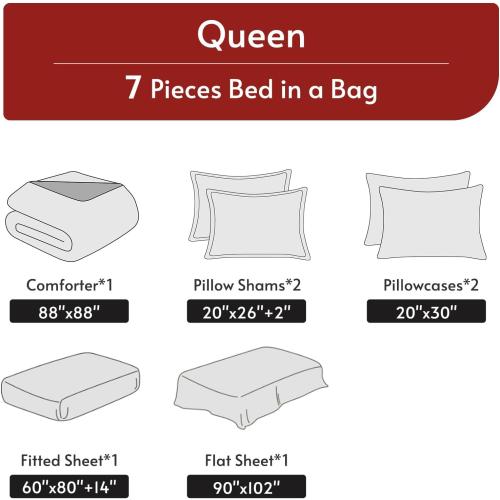 Comforter , Reversible Bed in a Bag All Season Beddingwith Comforter,