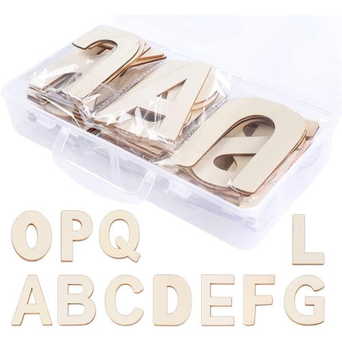 4 Wooden Letters - 52 Pcs Wood Alphabet for Crafts, Sign Decoration, Unfinished Wood for Painting/Wall Decor/Letter Board/DIY