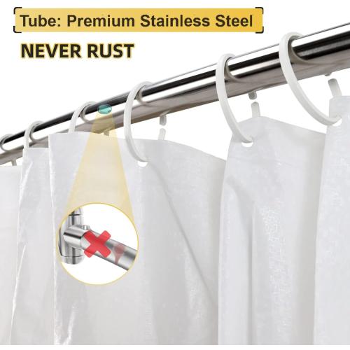 Adjustable Curved Shower Rod, 42-72 inches Extra Wide Shower Curtain Rod, Rust proof, Premium Stainless Steel, Curved Shower Curtain Rod for Bathroom, Need to Drill, Silver