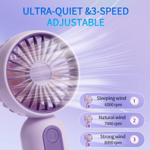 JODNO Mini Portable Fan 3 Pack, Cute Handheld Battery Operated Lightweight Small Personal Fan with 3 Speeds and USB Rechargeable Eyelash Fans for Women Men Office Outdoor Travel Camping
