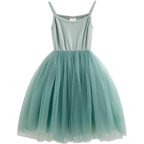 Green Size 110 Toddler Tutu Dress Baby Girls Tulle Sleeveless Princess Party Sundress