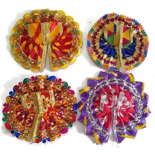 Laddu Gopal Dress,Fancy, Beautiful Dresses God Dress Size 1 No, Length 4 Inch Pack of 4 Multicolor and Multidesign