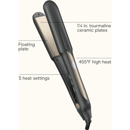 INFINITIPRO BY CONAIR Tourmaline Ceramic Flat Iron, 1 1/4-inch Digital Hair Straightener