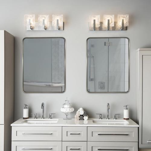 ANDY STAR 28x36 INCH Chrome Bathroom Mirrors, Polished Chrome Bathroom Mirror, Rounded Rectangle Mirror, Anti-Rust SUS304, Tube Metal Frame, 1’’ Deep Wall Mounted Vertically/Horizontal for Bathroom