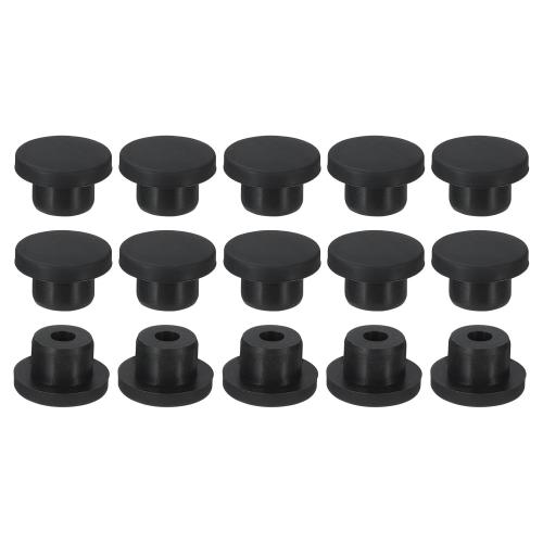 MECCANIXITY Silicone Rubber Hole Plug Soft Flexible Stopper for 14-15mm Hole Black 15 Pieces