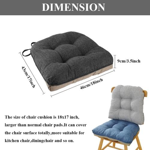 LINGXIYA Chair Cushions for Dining Chairs 4 Pack,Soft and Comfortable Tufted Kitchen Chair Pads with Ties,U-Shaped Skid-proof Seat Pad,18 x 17 inches (Blue)