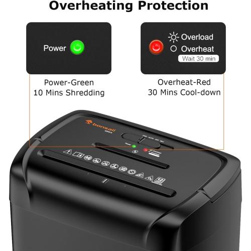 Bonsaii 14-Sheet Paper Shredder for Home Office Use, 10-Minute Cross Cut Shredder with 5.5 Gallons Bin, P-4 High Security Heavy Duty Office Shredder Shred CD/Credit Card