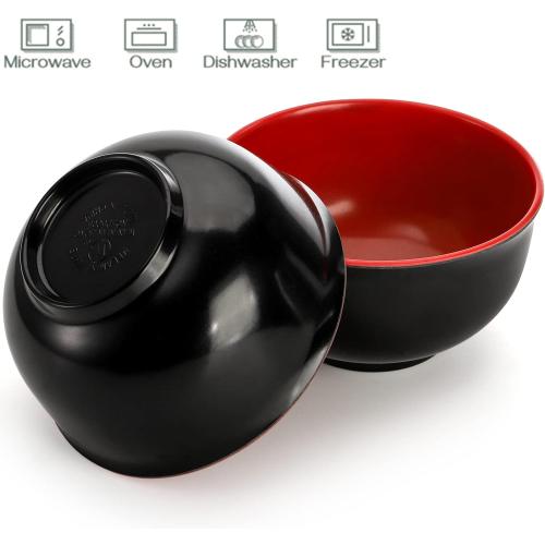 8Pack.......Lyellfe Set of Miso Soup Bowl with Spoon, Restaurant Quality Melamine Cereal Rice Bowl, 16 Oz Unbreakable Japanese Dinnerware for Ramen, Udon Noodle, Dishwasher Safe