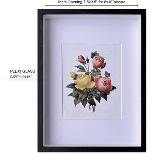 12x16 Black Shadow Box Frame Display Case, Engineered Wood with Plexiglass, Display Case Box for Memorabilia, Medal, Crafts,Tickets & Photos, Picture Frame for Wall and Tabletop