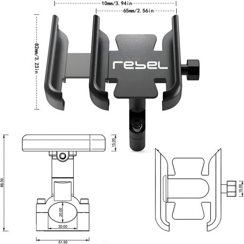 for Honda Rebel 300 500 1100 CMX300 CMX500 CMX1100 Motorcycle Phone Holder Auxiliary Handlebar Nav Mount Fits Mobile Phones of 2.55-3.93 in