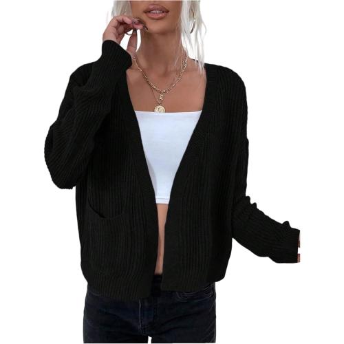 SMALL pretty garden Women's Knit Open Front Long Sleeve Cropped Cardigan Sweater Soft Knit Spring Fall Outerwear
