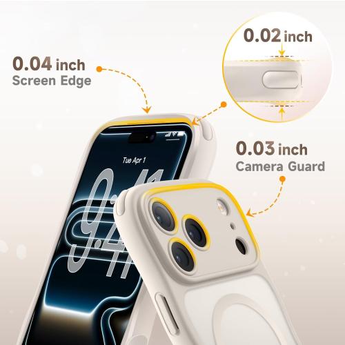 for iPhone 17 Pro Max Case for Women Girls,【Compatible with MagSafe】,【Camera Control】,【Full Camera Protection】, Cute Wave Magnetic Phone Case for iPhone 17 Pro Max,Stone