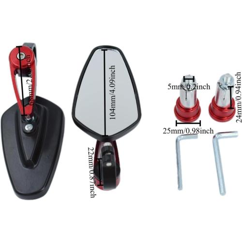 7/8 Motorcycle Mirrors,Bar End Rear View Mirrors Compatible with Honda Grom,Ducati, Suzuki,Yamaha, Kawasaki and More (RED)