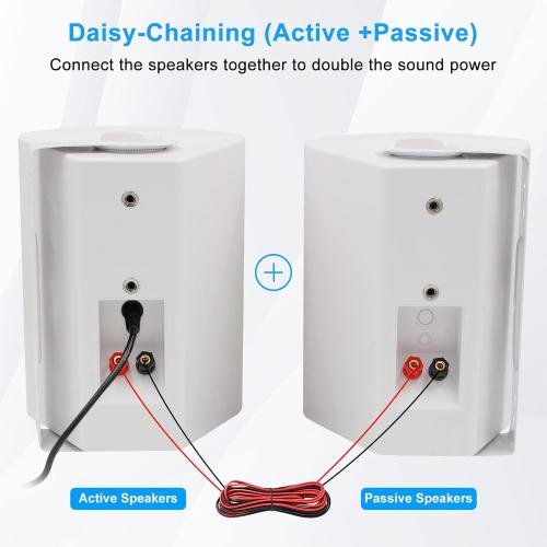 Herdio 6.5 Inches Outdoor Bluetooth Speakers Waterproof with Powerful Bass,Wall Mount Speakers Wired Weather Resistant for Patio Home Deck Porch Backyard 400 Watts(White)