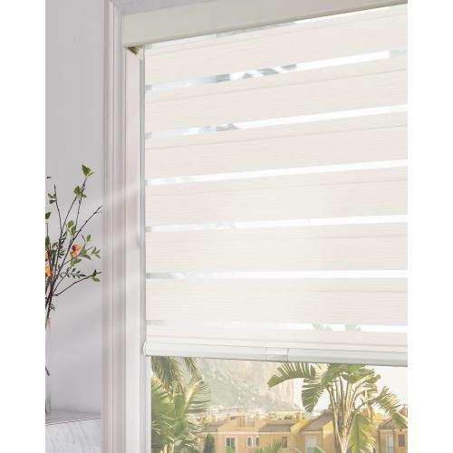 Persilux Cordless Zebra Blinds for Windows (27 W x 72 H, Beige) with Upgraded Cassette Light Filtering Dual Layersfor Day and Night Sheer Roller Shades Thermal Insulated Blinds for Office