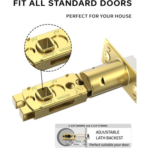 Asidrama 4 Pack Privacy Gold Door Handles, Door Lever with Door Knobs Indoor for Bedroom or Bathroom, Heavy Duty Brushed Gold Door Handles Interior with Locks for Left Right Sided Doors