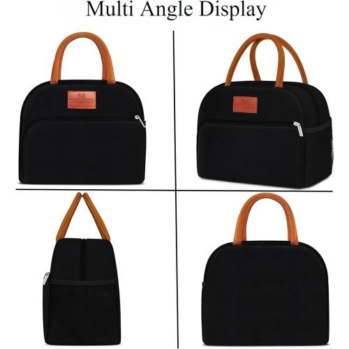 CCidea Lunch Bag for Women/Men, Insulated Lunch Box Bag for Women Adult Men, Small Leakproof Lunch Tote Bag, Reusable Lunch Cooler bag Container for Work/Office/Picnic/Travel -Black