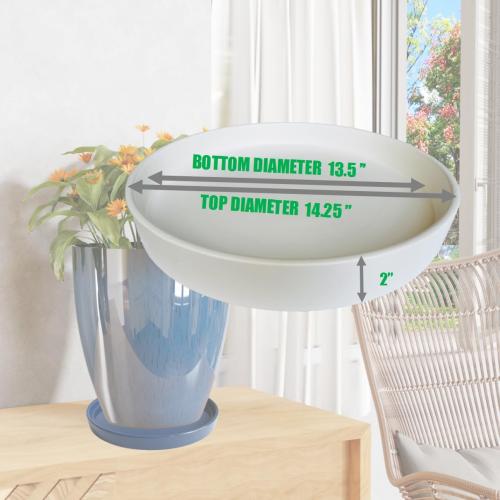 Plant Saucer White Ceramic Deep Pot Tray, Planter Saucers Water Drip Trays for Indoors Outdoor, Thick Durable Sturdy Flower Pot Saucers for Glazing Pots Base,