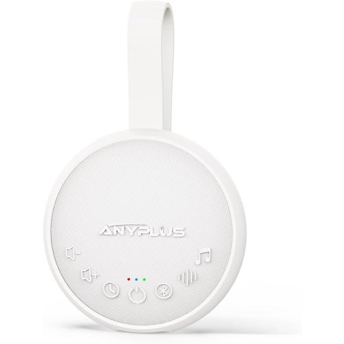 White Noise Sound Machine for Sleeping Adults & Baby, Portable Noise Machine with 24 Soothing Sounds, Bluetooth 5.1, Battery Powered, 3 Timer Settings, Memory Function for Home, Office, Travel (White)