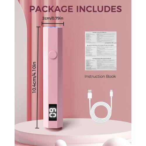UV Nail Light Handheld UV Light for Nails 3W Portable Led Lamp with 2 Timer Settings 20/60s for Gel Polish Home DIY Salon Women(Pink)