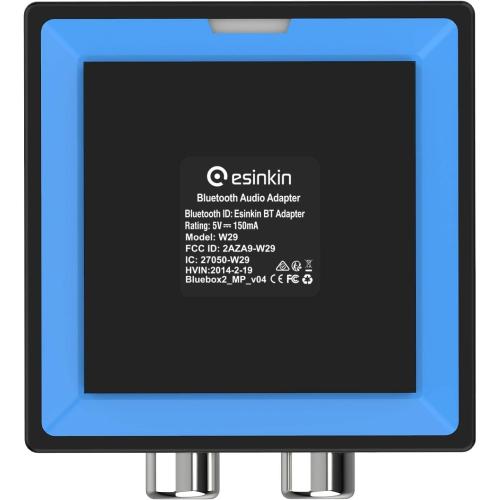 Esinkin Bluetooth Audio Adapter for Music Streaming Sound System | Wireless Audio Adapter Works with Smartphones and Tablets, Bluetooth Receiver for Home Stereo