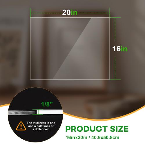 VOISEN 3 Pack Plexiglass Sheets 1/8 Inch Thick, 16X20 Plexi Glass Panel,Plastic Sheet for Crafts,Signs, Display Cases, Sneeze Guard, Cut with Engraver,Power Saw or Hand Tools