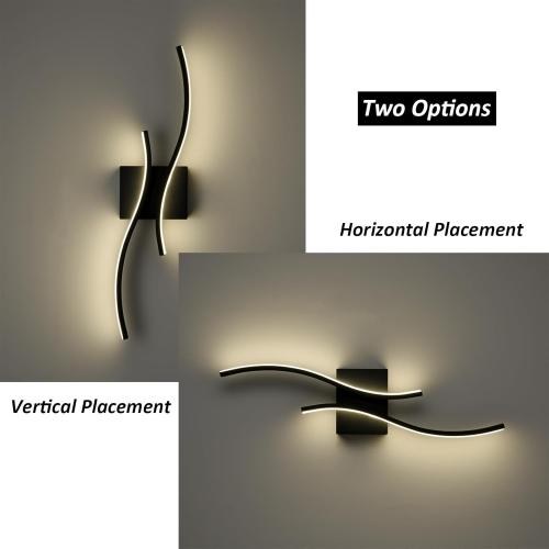 Modern Led Sconce Wall Lighting Indoor 24 Minimalist Industrial Black Wall Sconce Hardwire Wall Light for Small Space Bathroom Hallway Staircase Entryway