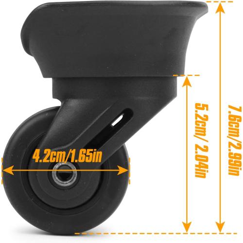 Suitcase Wheels Plastic for DIY Repair, 360 Swivel Wheel Replacement Luggage Travel Suitcase Casters, Black Spinner Luggage Wheel, Suitcase Wheels for Luggage Suitcase, A-72A