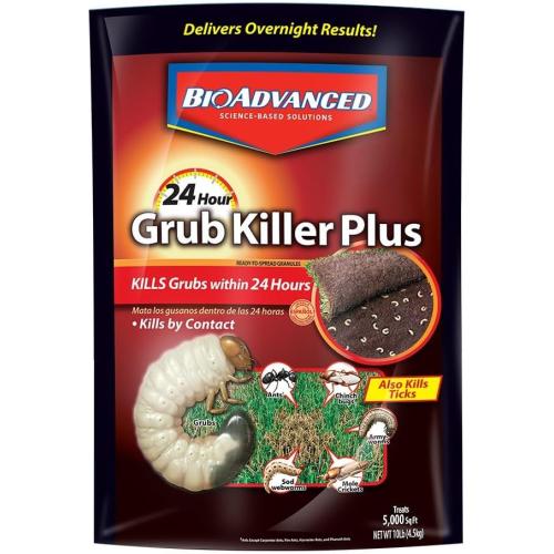 BioAdvanced 24-Hour Grub Plus for Lawns, Ant, Tick, Insect Killer Outdoor, 10-Pounds, Ready-to-Spread Granules, Standard Bag