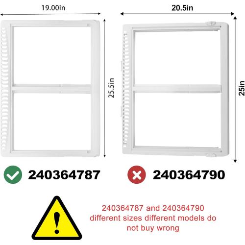240364787 Refrigerator Crisper Drawer Cover Frame Crisper Pan Cover Compatible with Frigidaire Refrigerator-Replaces 240364714, 240364725, 240364778, 240364794