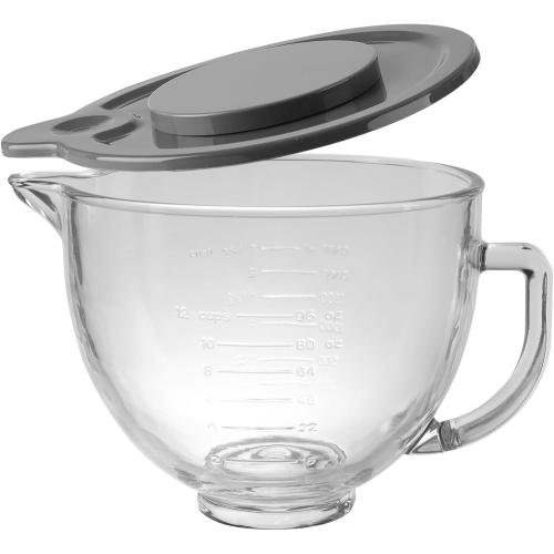 Glass Bowl for KitchenAid Stand Mixer,5 Quart,Glass Mixing Bowl Replacement for KitchenAid 4.5 and 5 Quart Tilt-Head Stand Mixers with Measurement Markings