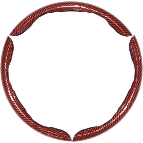 3pcs Carbon Fiber Steering Wheel Cover - Snap on 15 Inch Anti-Slip Car Steering Wheel Protector, Universal Car Interior Accessories (Red)