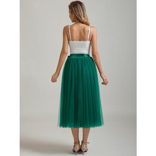 size XL A line Tea Length Tulle Skirt for Party Prom Casual Wear
