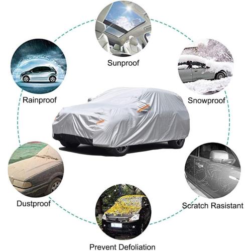 Size Large Color Silver Car Cover  Waterproof for Automobiles, Sun Rain Dust Snow Protection