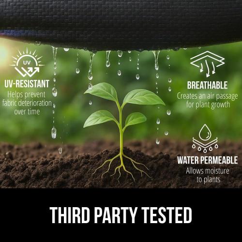 GORILLA GRIP Weed Barrier Fabric, 6 FT x 100 FT, Heavy Duty Woven Landscape Fabric 3.2oz, Weed Control Ground Cover for Garden Beds & Mulch Permeable Underlayment for Landscaping Home & Commercial Use