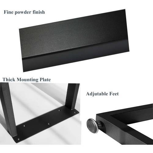 Metal Table Legs Heavy Duty Square Tube Desk Frame Industrial Dining/Coffee/Computer Table Legs, Set of 2(28-4X2mm, U-Shape)
