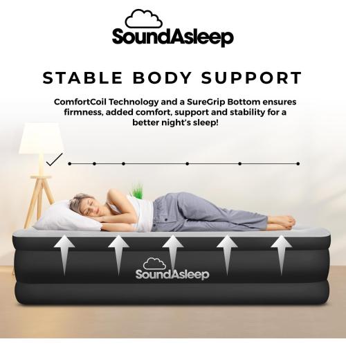 SoundAsleep Dream Series Raised Queen Air Mattress, Built-in Pump, Black